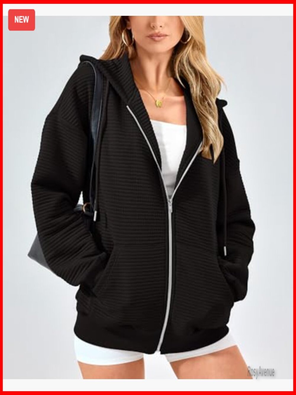 Oversized Zip Up Hoodie Long Sleeve Sweatshirt Fall Fashion Jacket - Picture 3 of 7